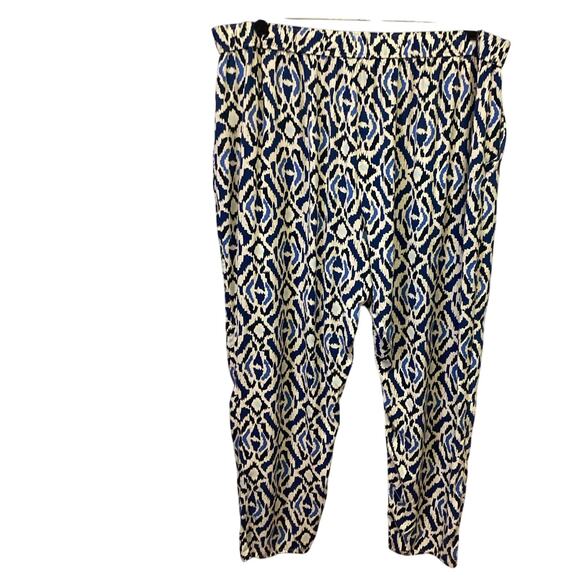 F&F Womens Size 18 Drawstring Elastic Waist Geometric Flowy Tapered Leg Pants - Picture 3 of 5